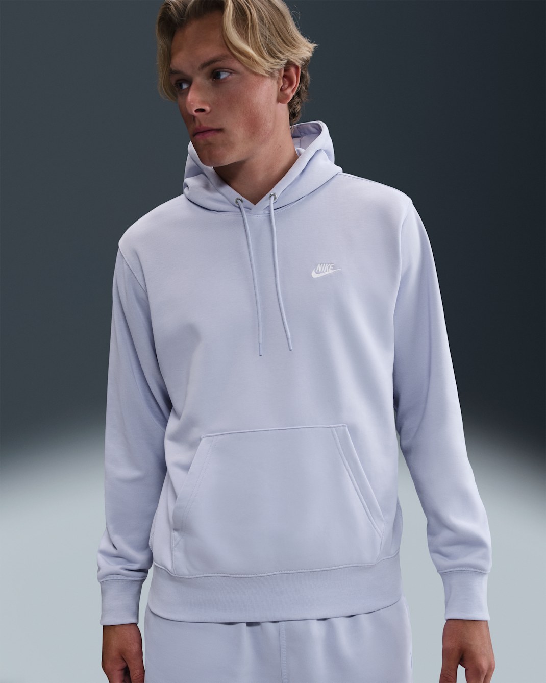 Nike Club Men's French Terry Pullover Hoodie - Ghost/Ghost/White