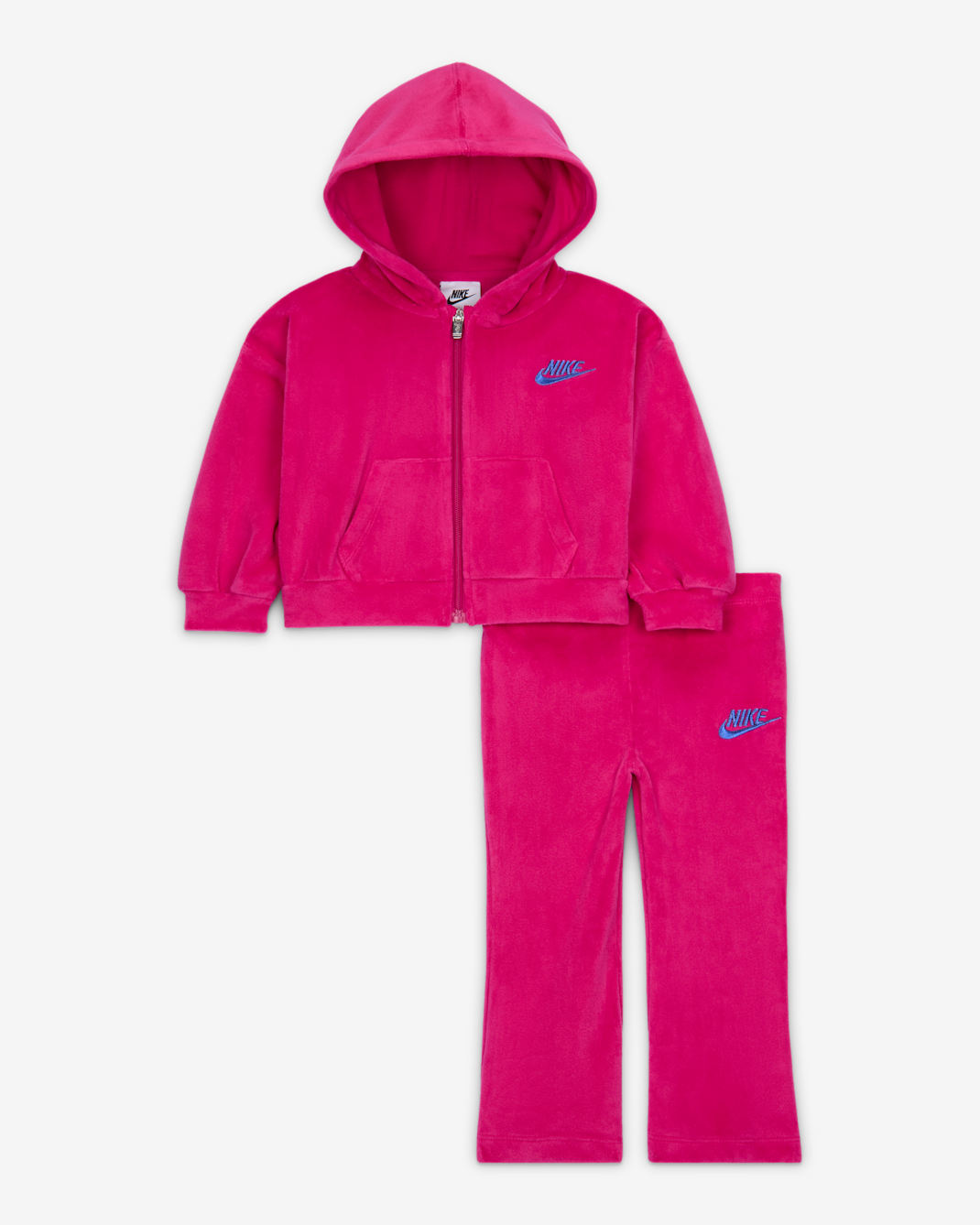 Completo in 2 pezzi con leggings svasati in velour Nike – Bebè (12-24 mesi) - Fireberry