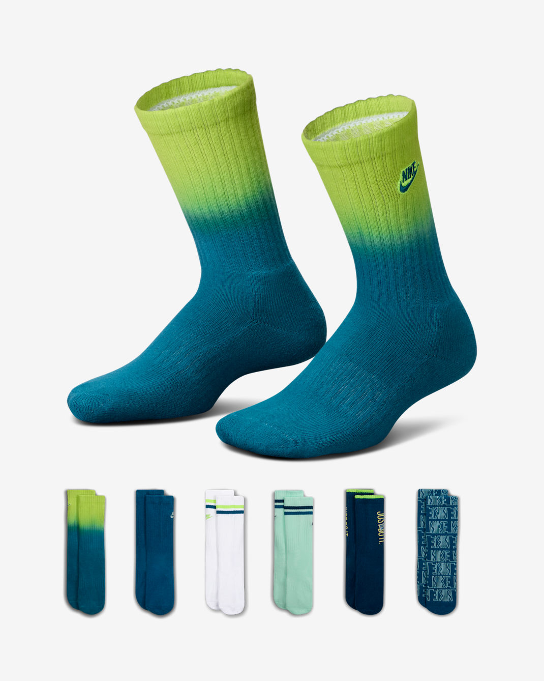 Nike Glow With Me Little Kids' Crew Socks (6 Pairs) - Blue Force