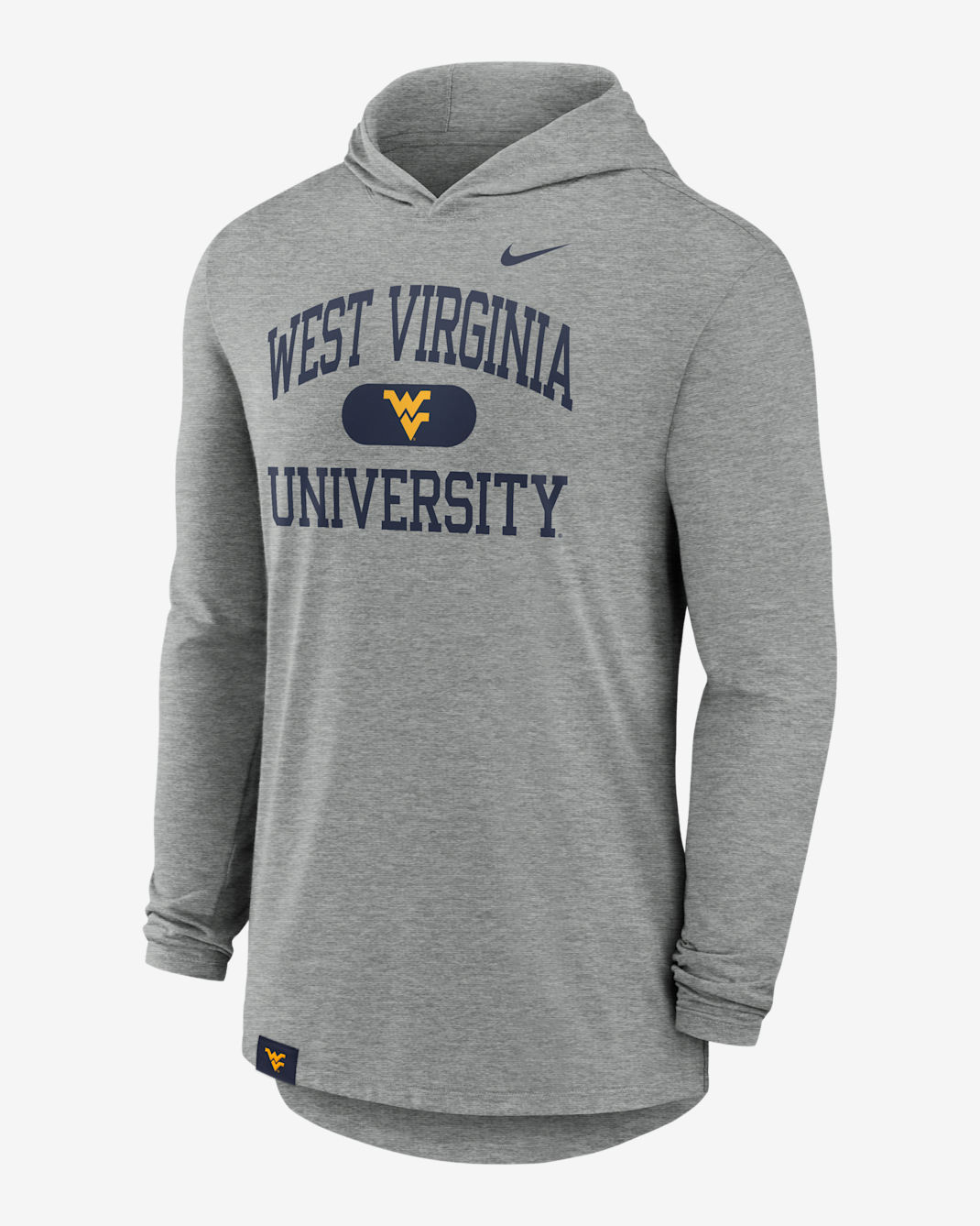 West Virginia Mountaineers Blitz Men's Nike Dri-FIT College Long-Sleeve Hooded T-Shirt - Grey Heather