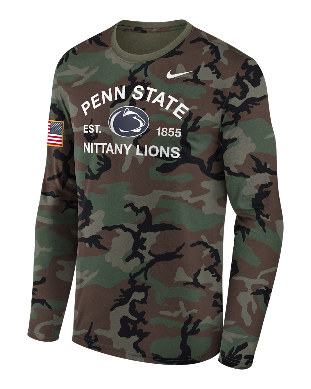Penn State 2025 Military Appreciation Legend Men's Nike Dri-FIT College Long-Sleeve T-Shirt - Olive