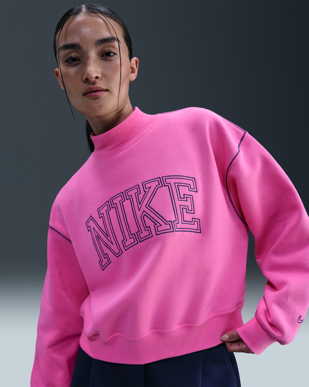 Nike Sportswear Phoenix Fleece Women's Mock-Neck Sweatshirt - Playful Pink