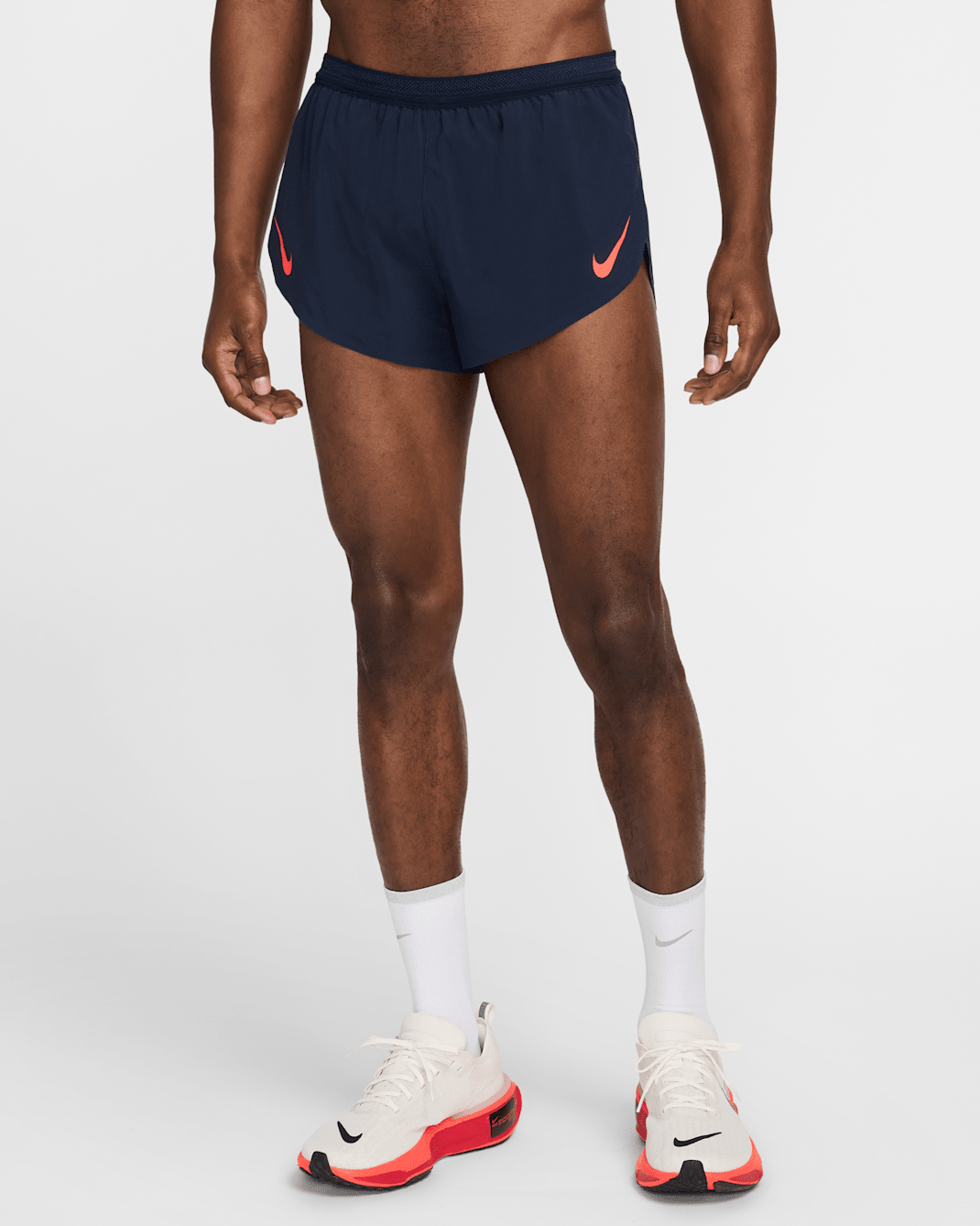 Nike AeroSwift Men's Dri-FIT ADV 2" Brief-Lined Running Shorts - Obsidian/Bright Crimson