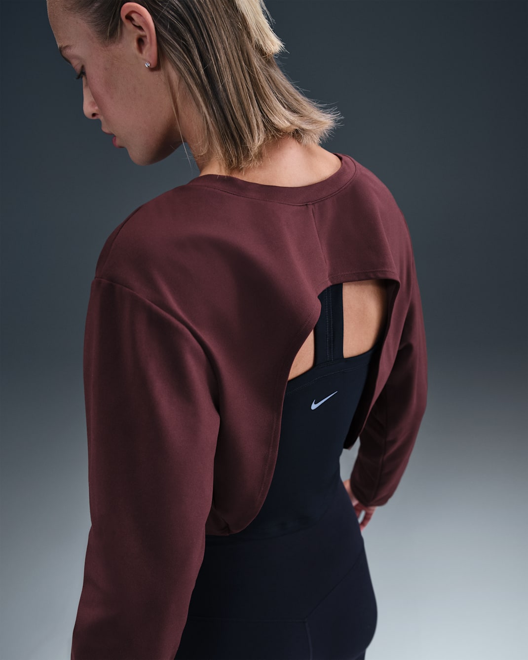 Nike One Women's Dri-FIT Mid Layer - Burgundy Crush/White