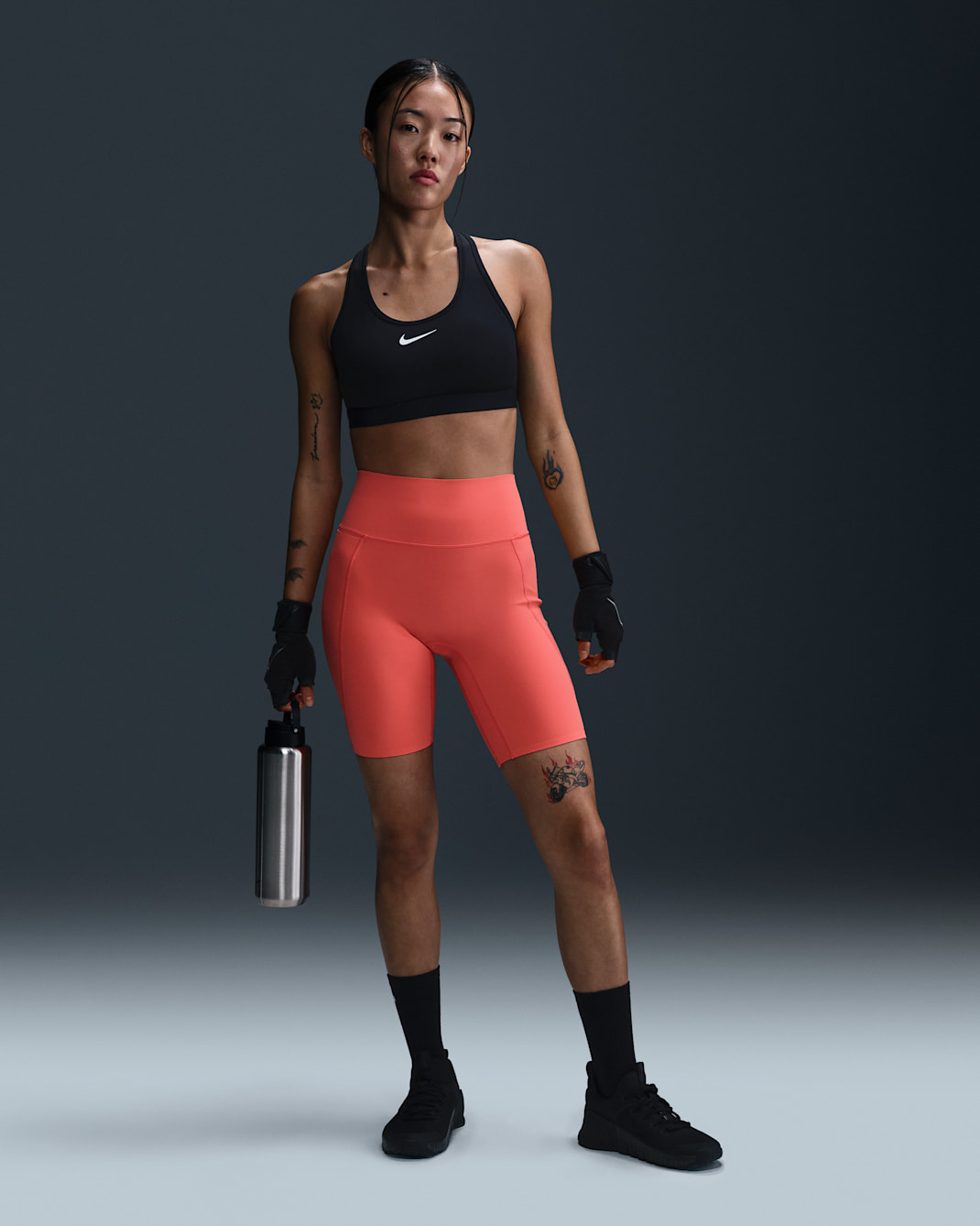 Nike Universa Women's High-Waisted 20.5cm (approx.) Biker Shorts with No Front Seam - Magic Ember/Track Red/Lobster