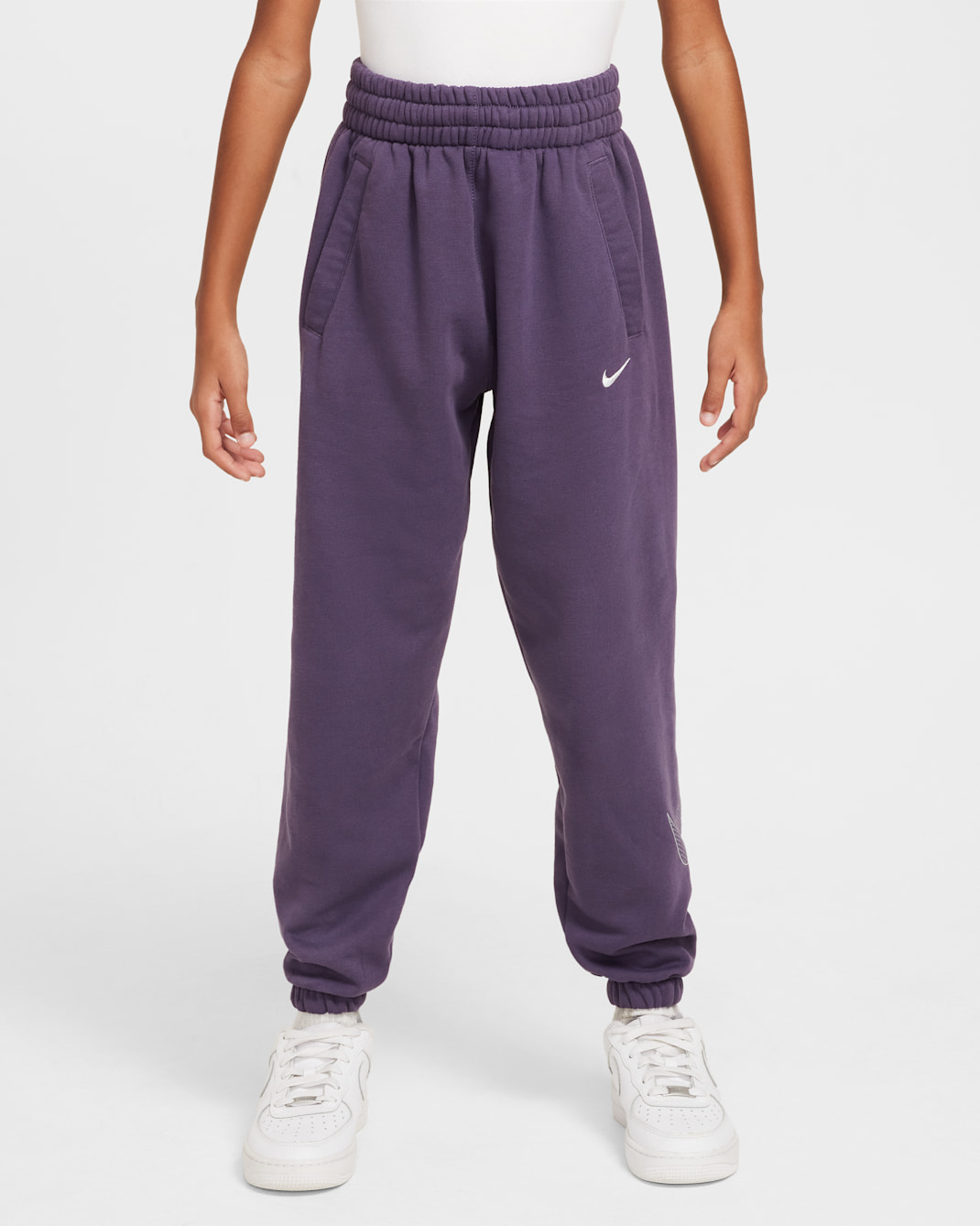 Nike Sportswear Club Fleece Older Kids' (Girls') Loose Trousers - Dark Raisin/Metallic Silver