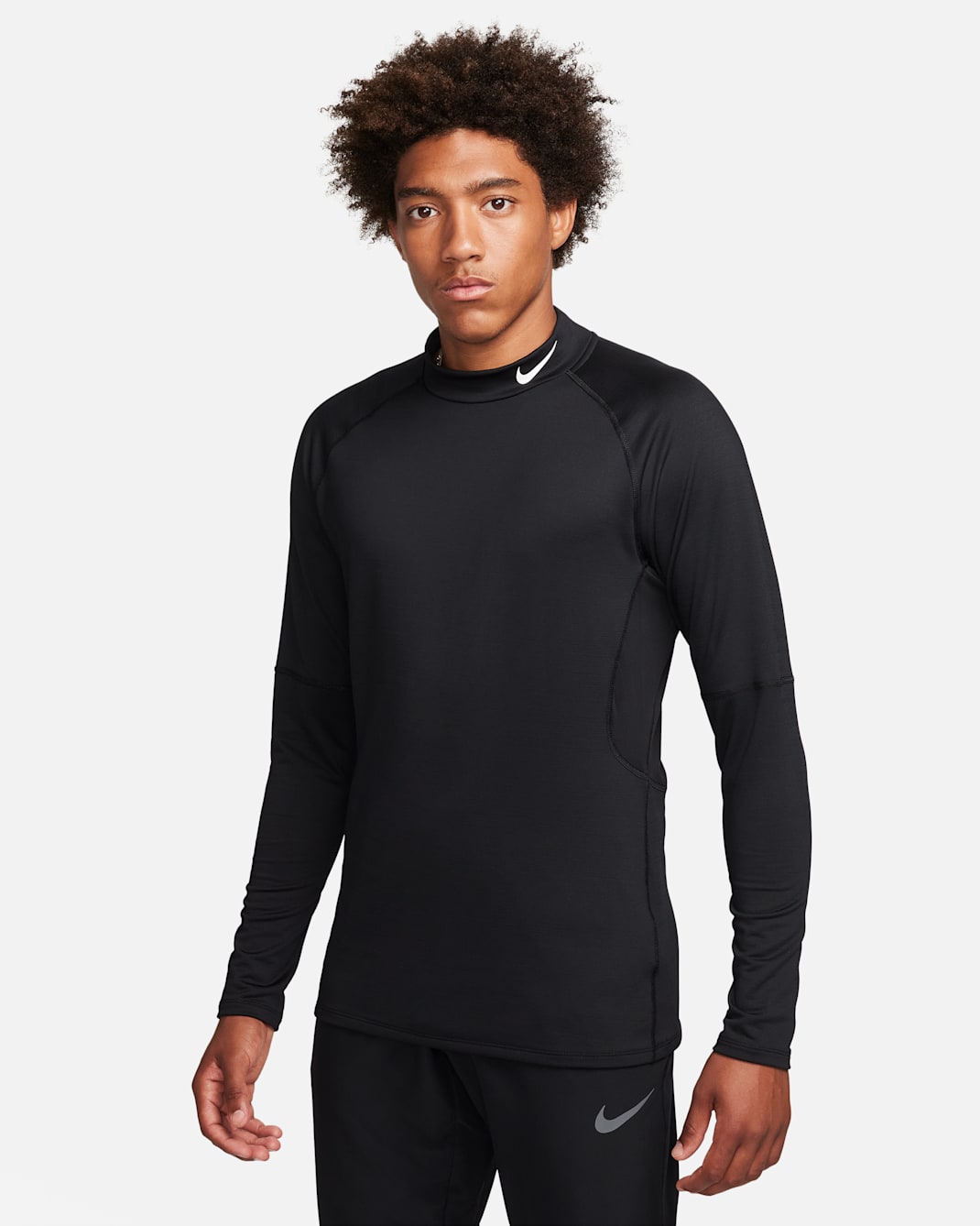 Nike Pro Men's Dri-FIT Warm Long-Sleeve Fitness Mock - Black/White