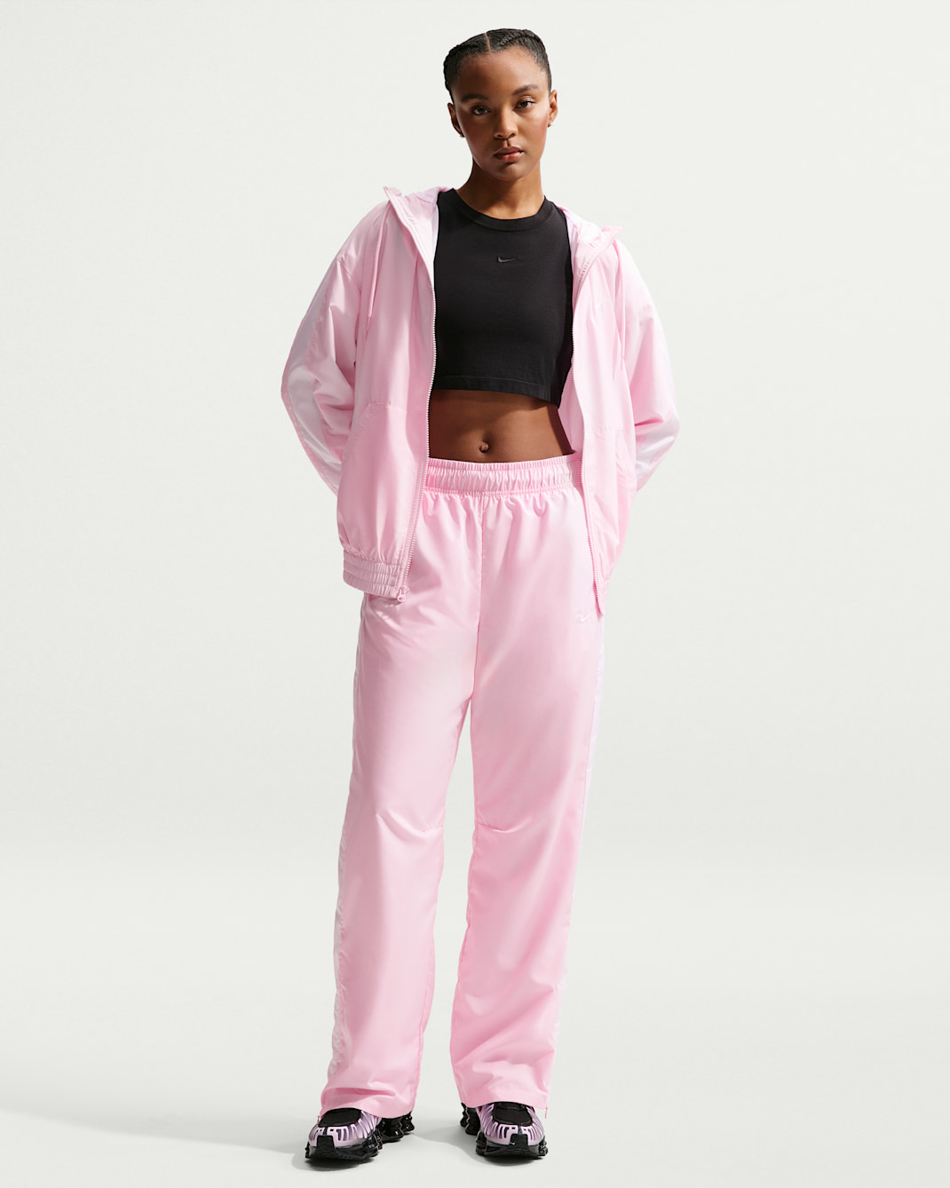 Pants de tiro medio con dobladillo abierto para mujer Nike Sportswear Classic - Espuma rosa/Blanco/Vela