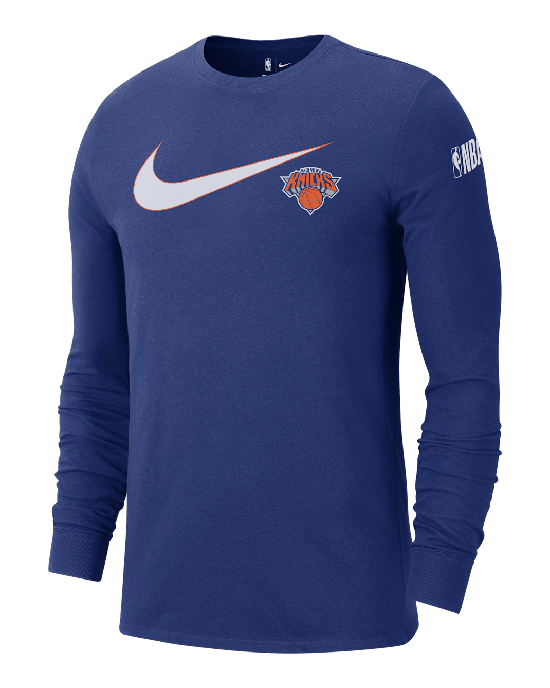 Playera de manga larga Nike de la NBA para hombre New York Knicks Swoosh Essential - Azul enérgico