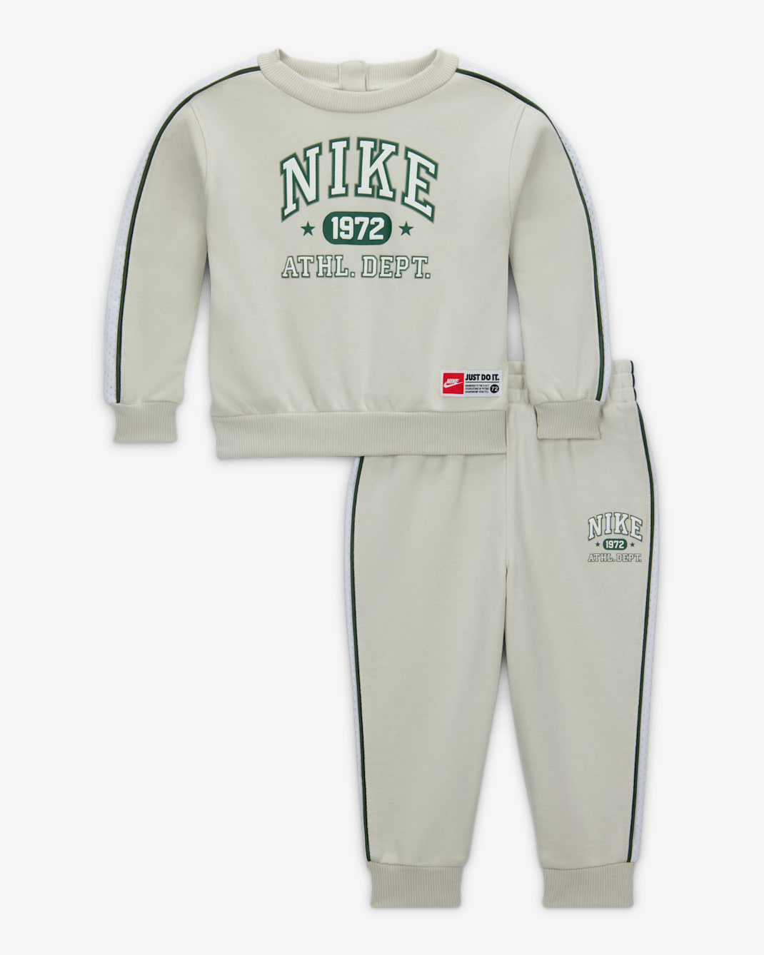 Enterito para bebé Nike Sportswear (12 a 24 meses) P.E. Conjunto de sudadera de cuello redondo y pantalones de French Terry para bebé - Hueso claro