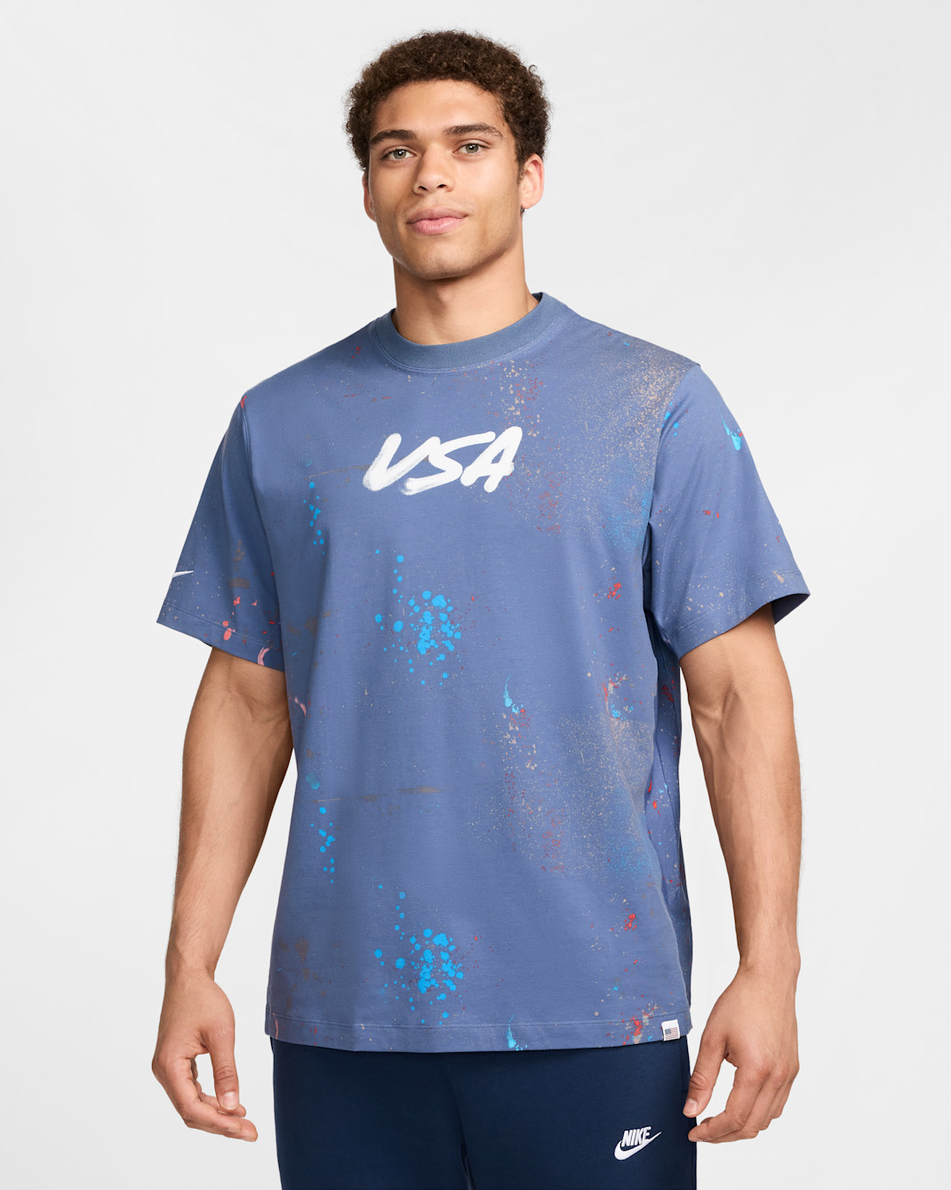 USA Men's Nike Dri-FIT ADV Breaking Short-Sleeve Top - Diffused Blue/White
