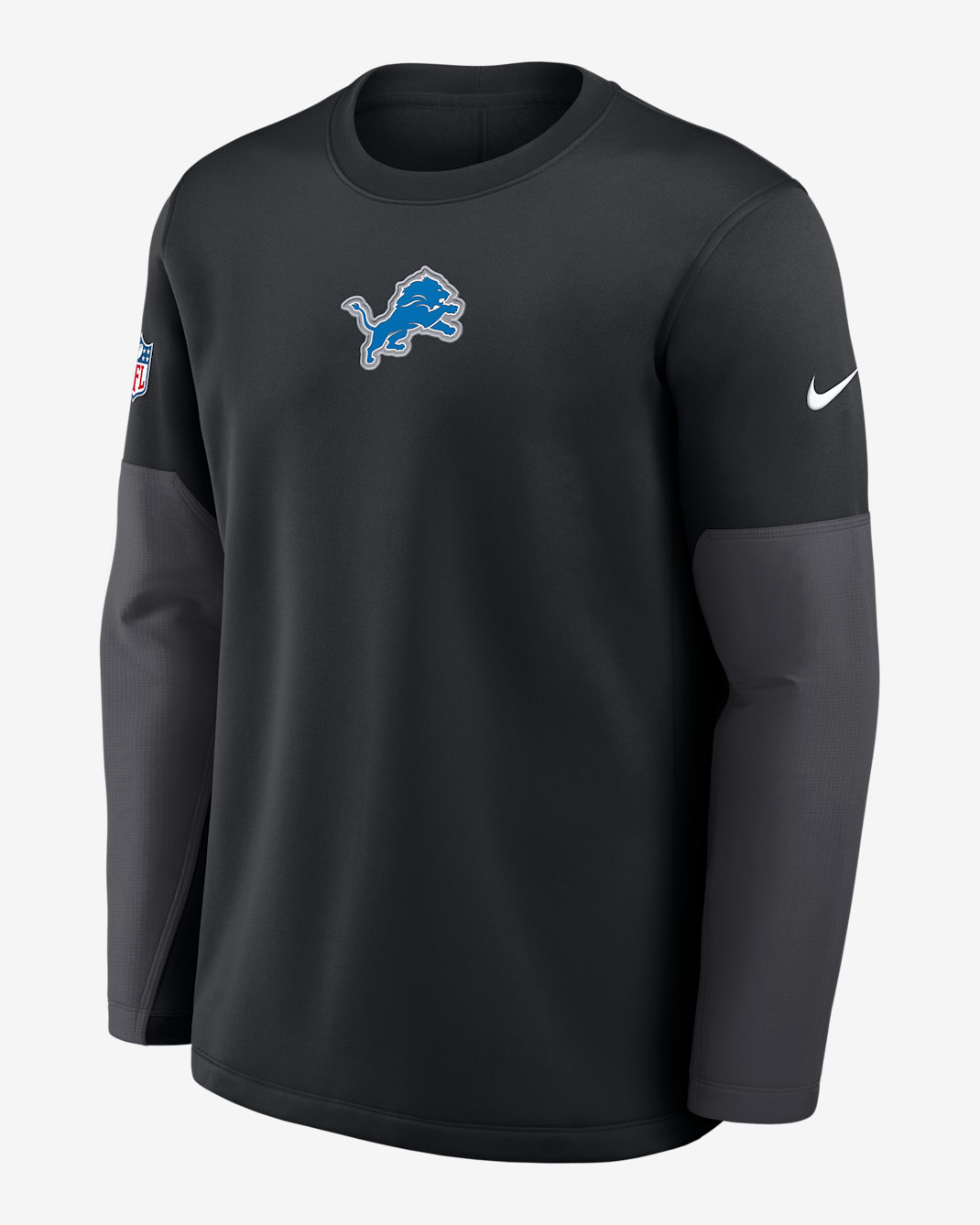 Playera de manga larga Nike Therma-FIT de la NFL para hombre Detroit Lions Scripted To Win Sideline Coach - Negro