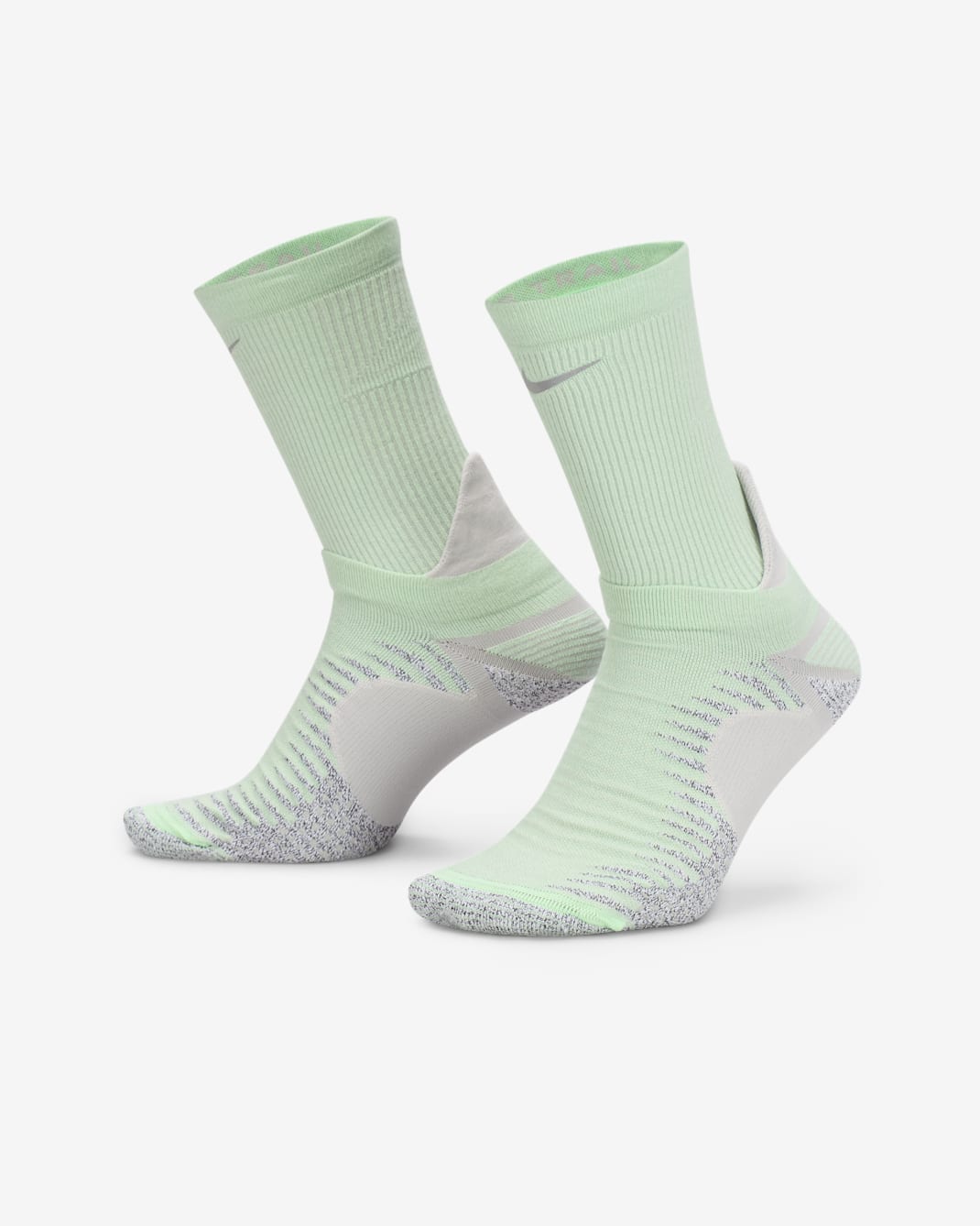 Nike Dri-FIT Trail-Running Crew Socks - Vapour Green/Light Iron Ore/Black