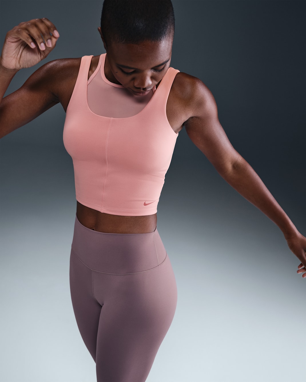 Nike One Fitted Women's Dri-FIT Cropped Tank Top - Rust Pink/Canyon Rust