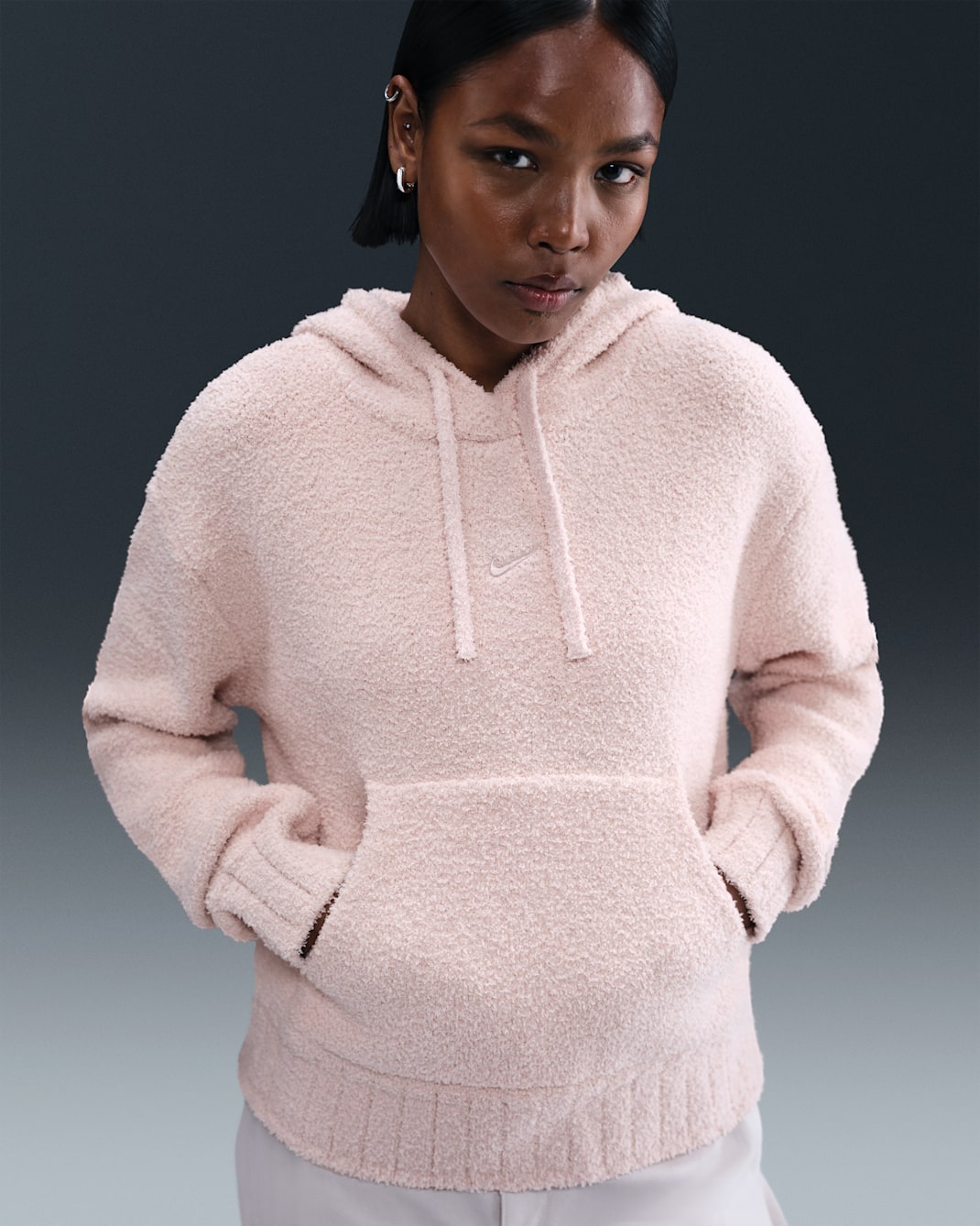 Sweat à capuche ample en maille Nike Sportswear Phoenix Cozy Bouclé pour femme - Silt Red/Silt Red