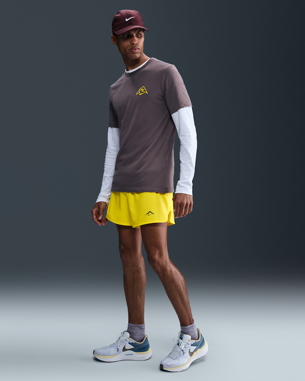 Nike Trail Second Sunrise Men's 5" Dri-FIT ADV Brief-Lined Running Shorts - Lightning/Lightning/Desert Khaki/Black