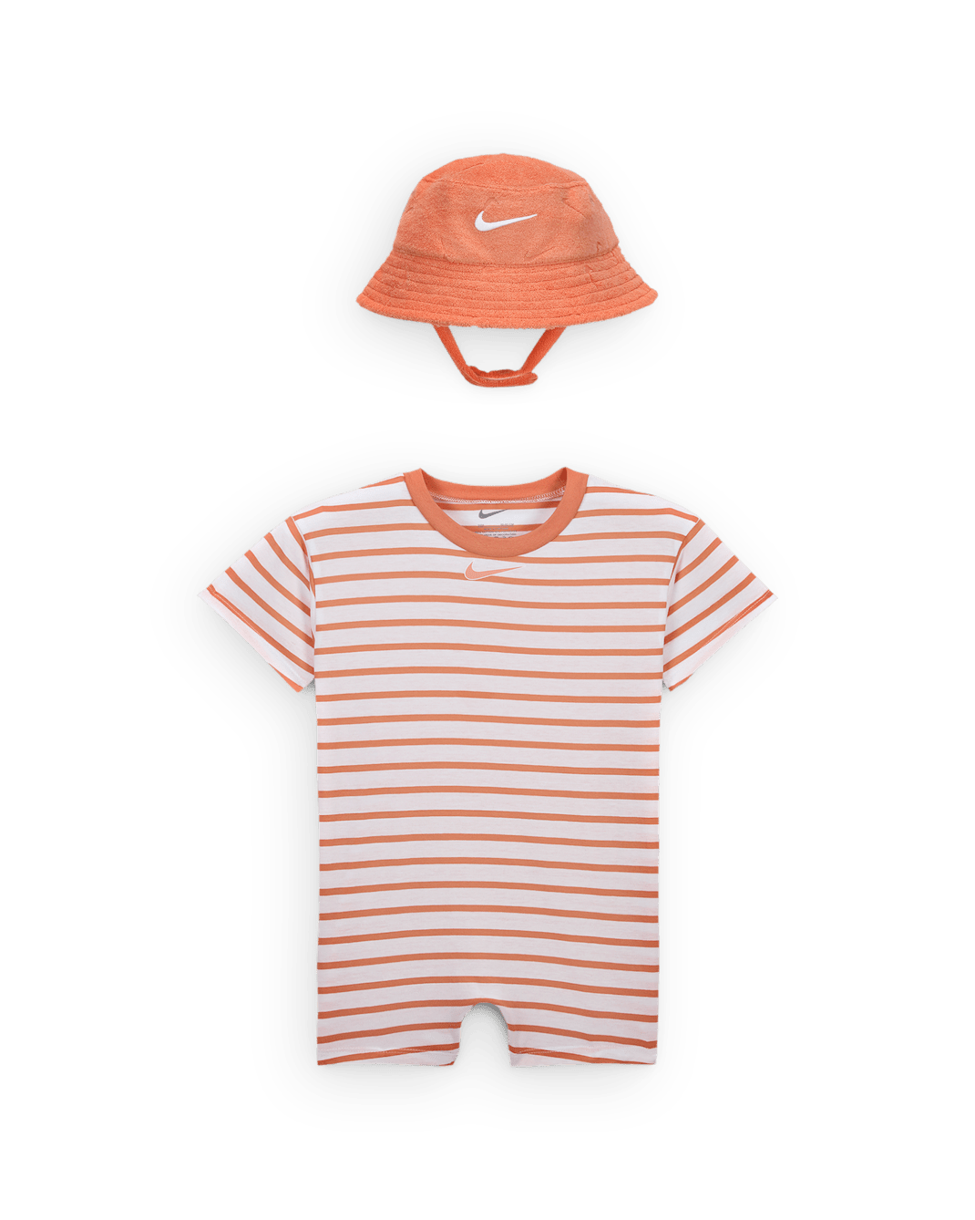 Nike Baby (12-24M) Short Sleeve Romper with Bucket Hat - Apricot Agate