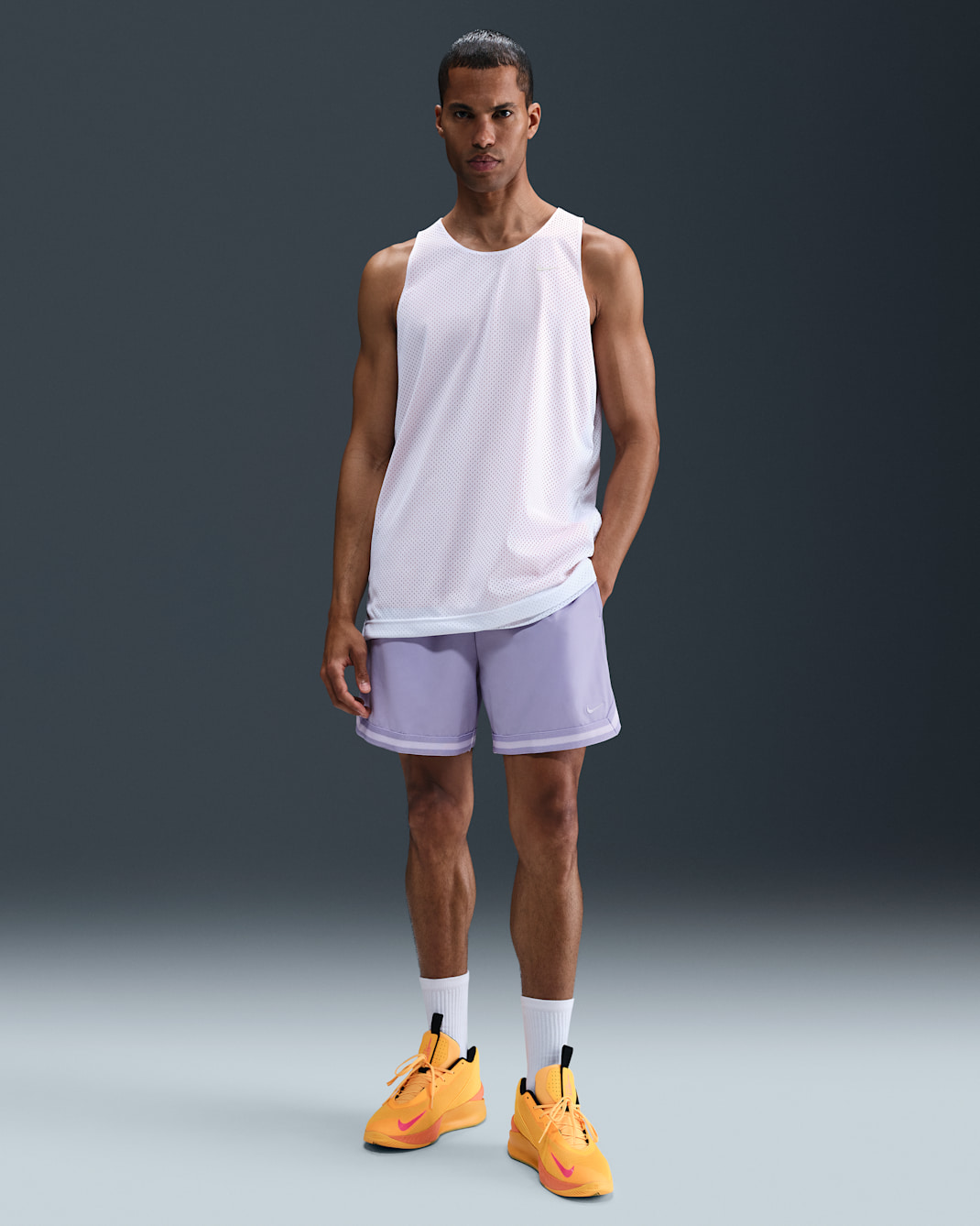 Shorts de básquetbol de tejido Woven UV Dri-FIT de 15 cm para hombre Nike DNA - Hortensias/Hortensias/Uva ligero