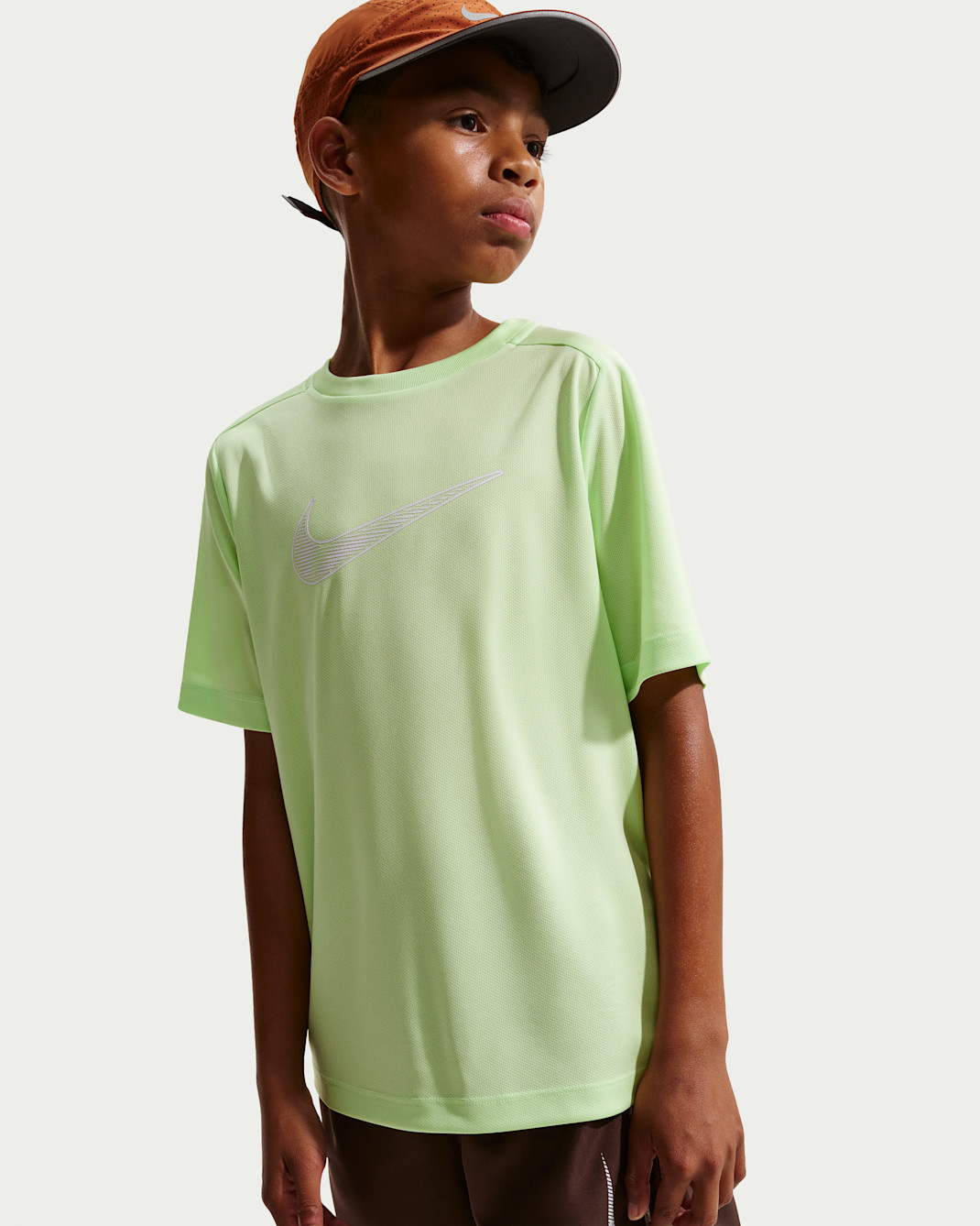 Maglia a manica corta Dri-FIT Nike Multi – Ragazzo - Light Liquid Lime/Bianco