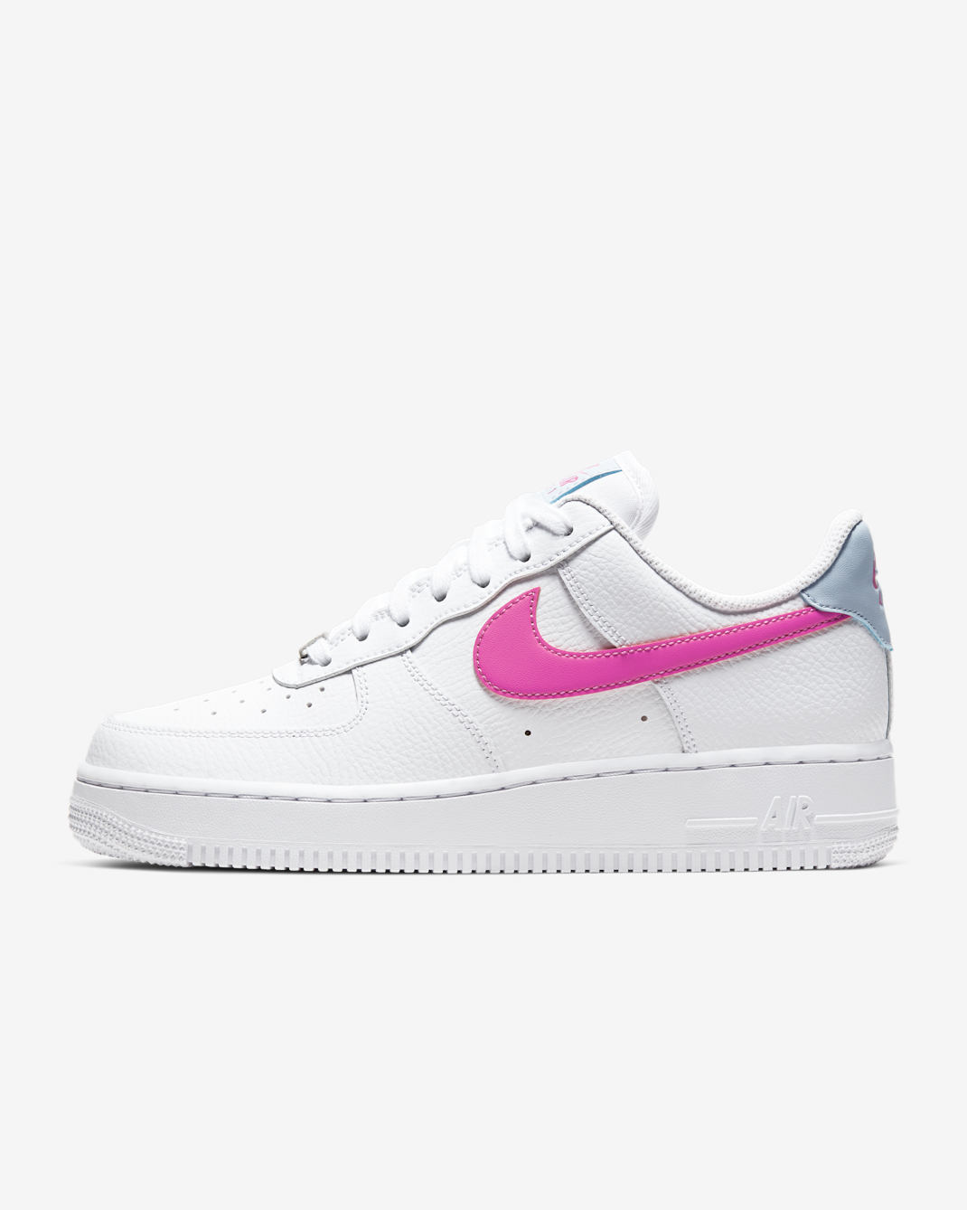 Nike Air Force 1 '07 女鞋 - 白色/Hydrogen Blue/Fire Pink
