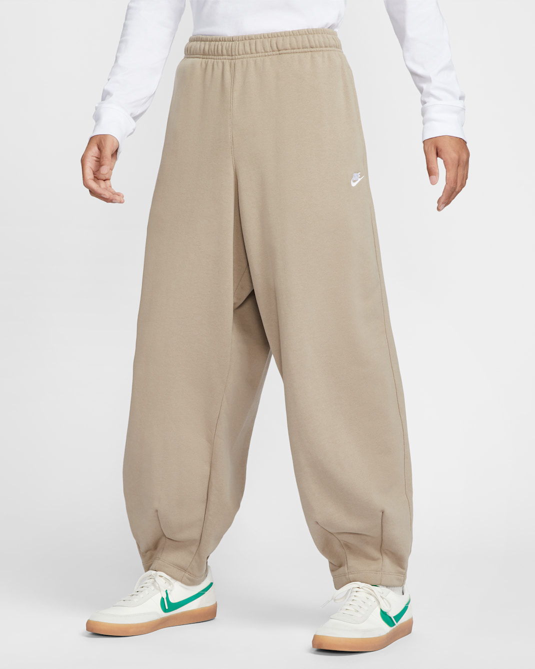 나이키 클럽 플리스 남성 오버사이즈 프렌치 테리 팬츠 - 카키/카키/화이트