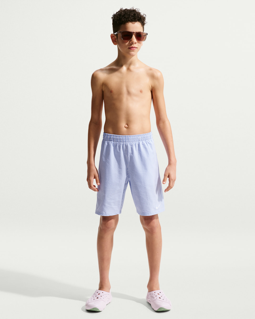 Nike Swim Breaker Big Kids' (Boys') Ripple Texture 7" Brief-Lined Volley Short - Blue Crystal
