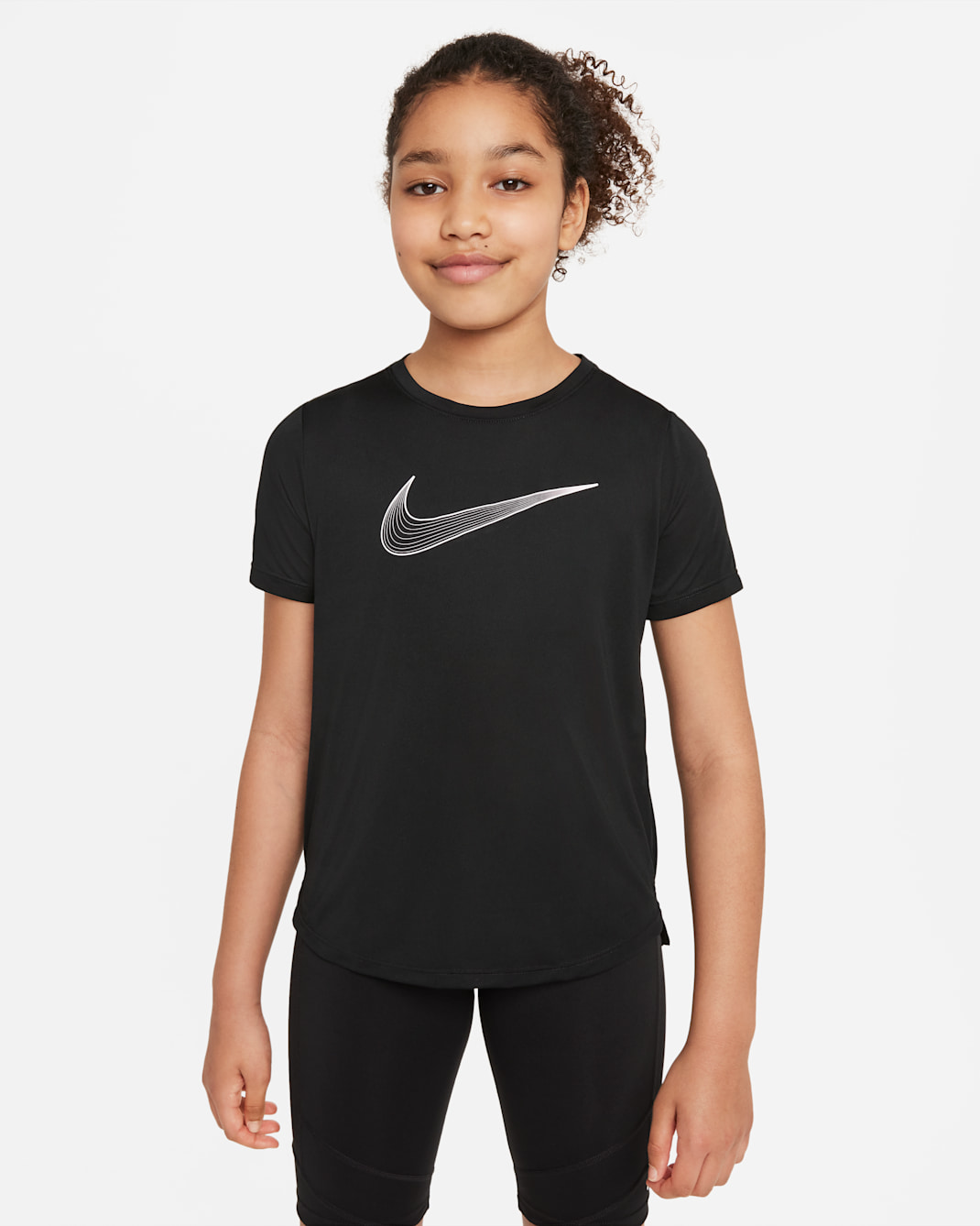 เสื้อเทรนนิ่งแขนสั้น Dri-FIT เด็กโต Nike One (หญิง) - ดำ/ขาว