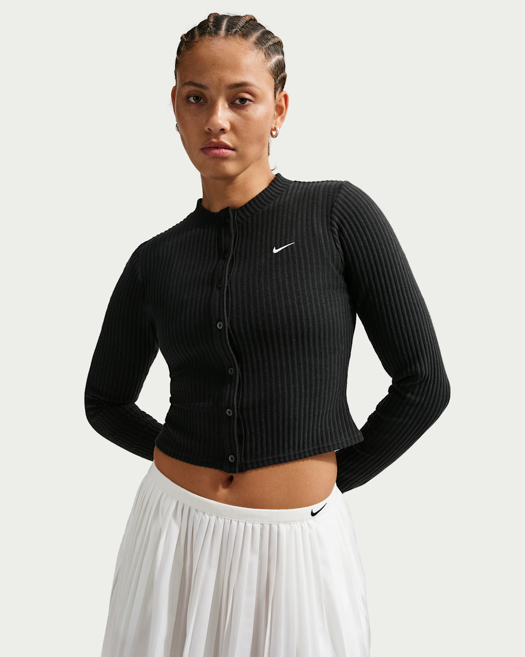 Nike Sportswear Chill Knit Women's Slim Wide-Ribbed Cardigan - Black/Sail