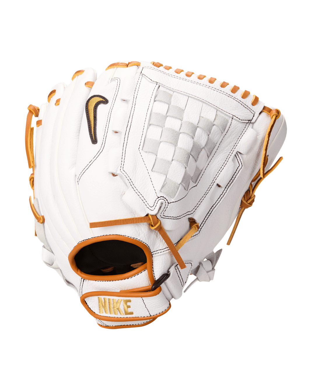 Nike Hyperdiamond Edge Softball Fielding Glove - White/Cinder Orange/Metallic Gold