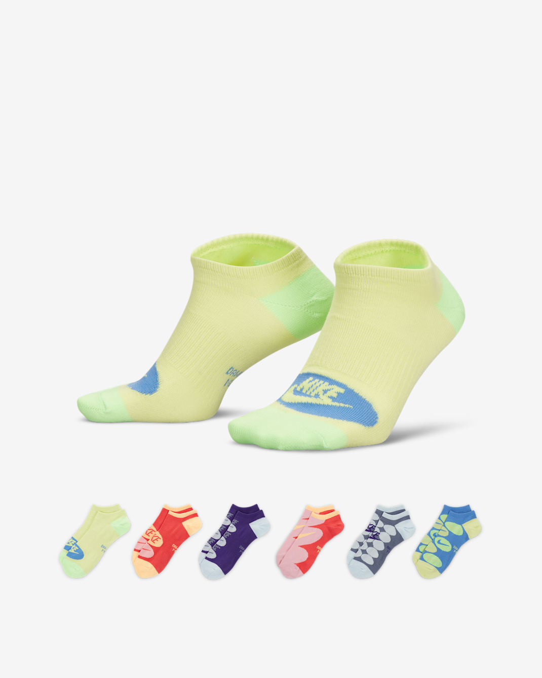 Nike Everyday Lightweight Training No-Show Socks (6 Pairs) - Multi-Color