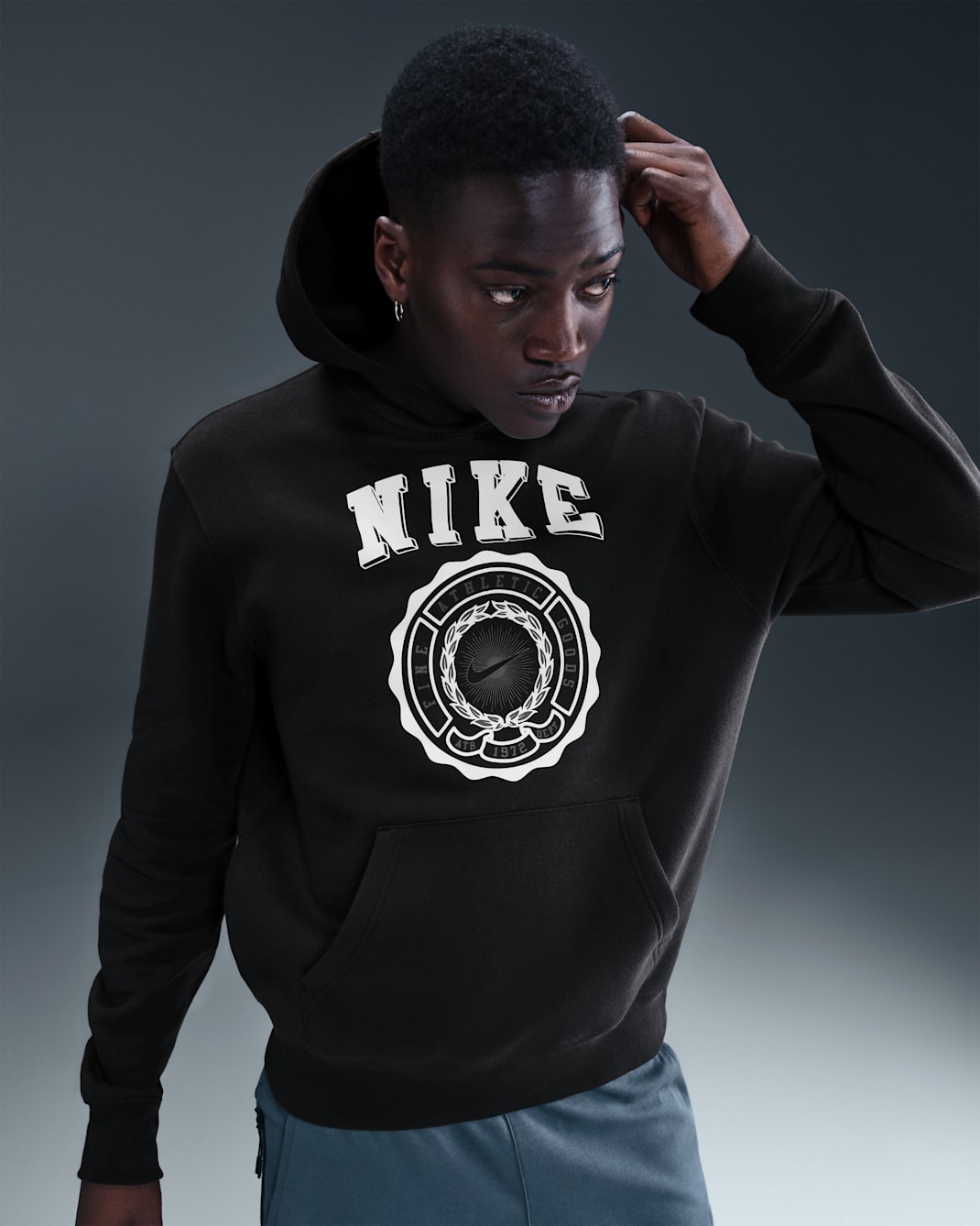 Nike Club Men's Pull-Over Fleece Hoodie - Black/Phantom/Off Noir