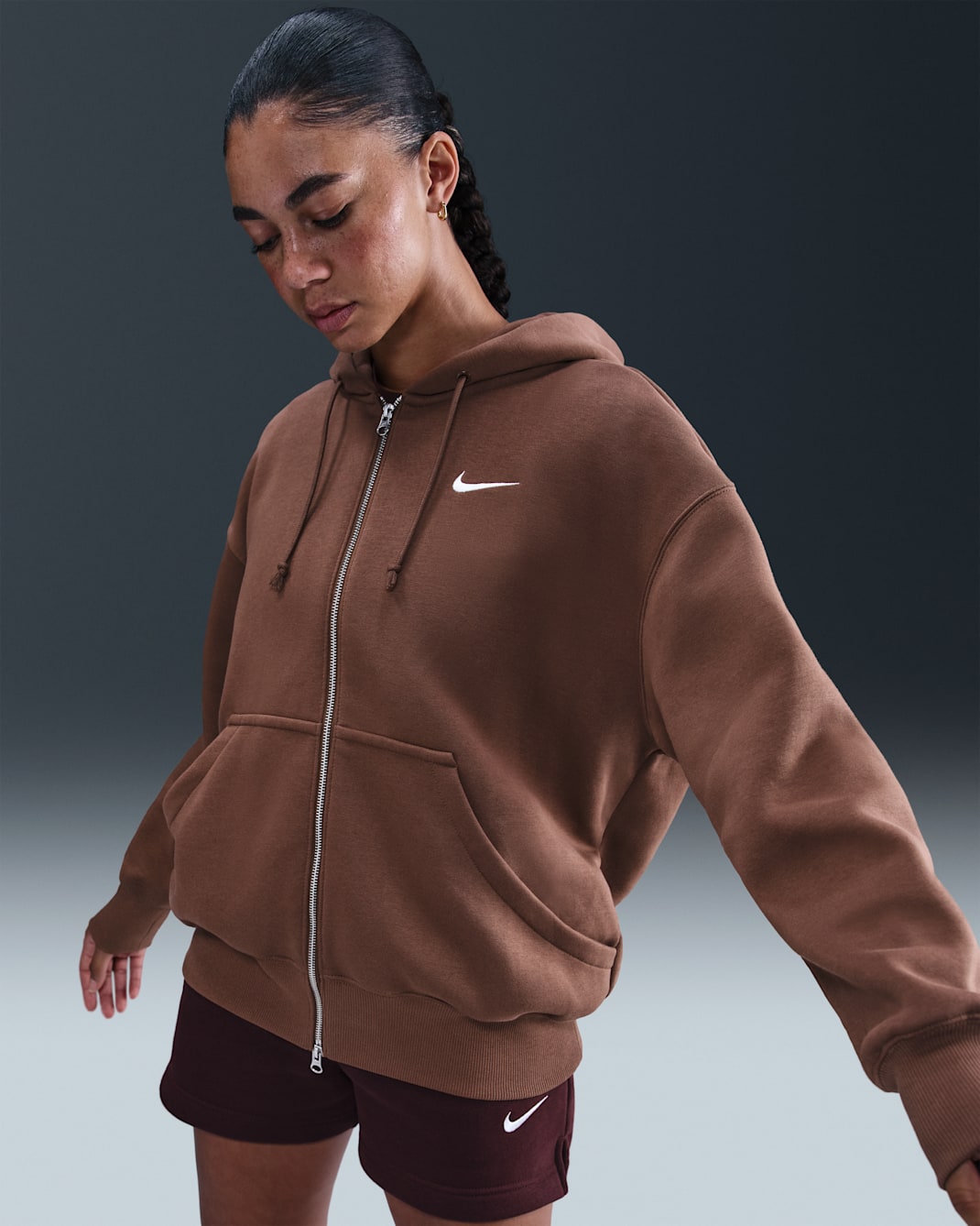 Nike Sportswear Phoenix Fleece Women's Oversized Full-Zip Hoodie - Fauna Brown/Sail