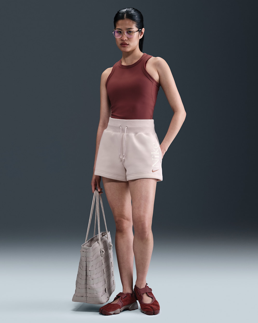 Nike Sportswear Phoenix Fleece Women's Loose High-Waisted 2" Logo Shorts - Platinum Violet/Light Orewood Brown/Smokey Mauve