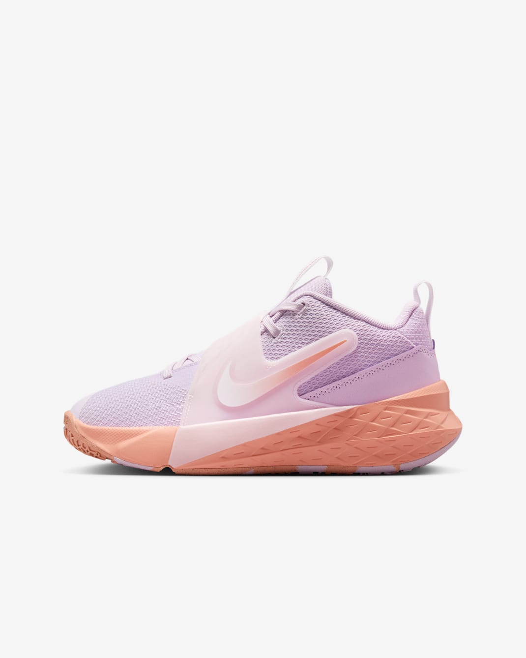 Nike Team Hustle D 12 Big Kids' Basketball Shoes - Doll/Pearl Pink/White/Apricot Agate