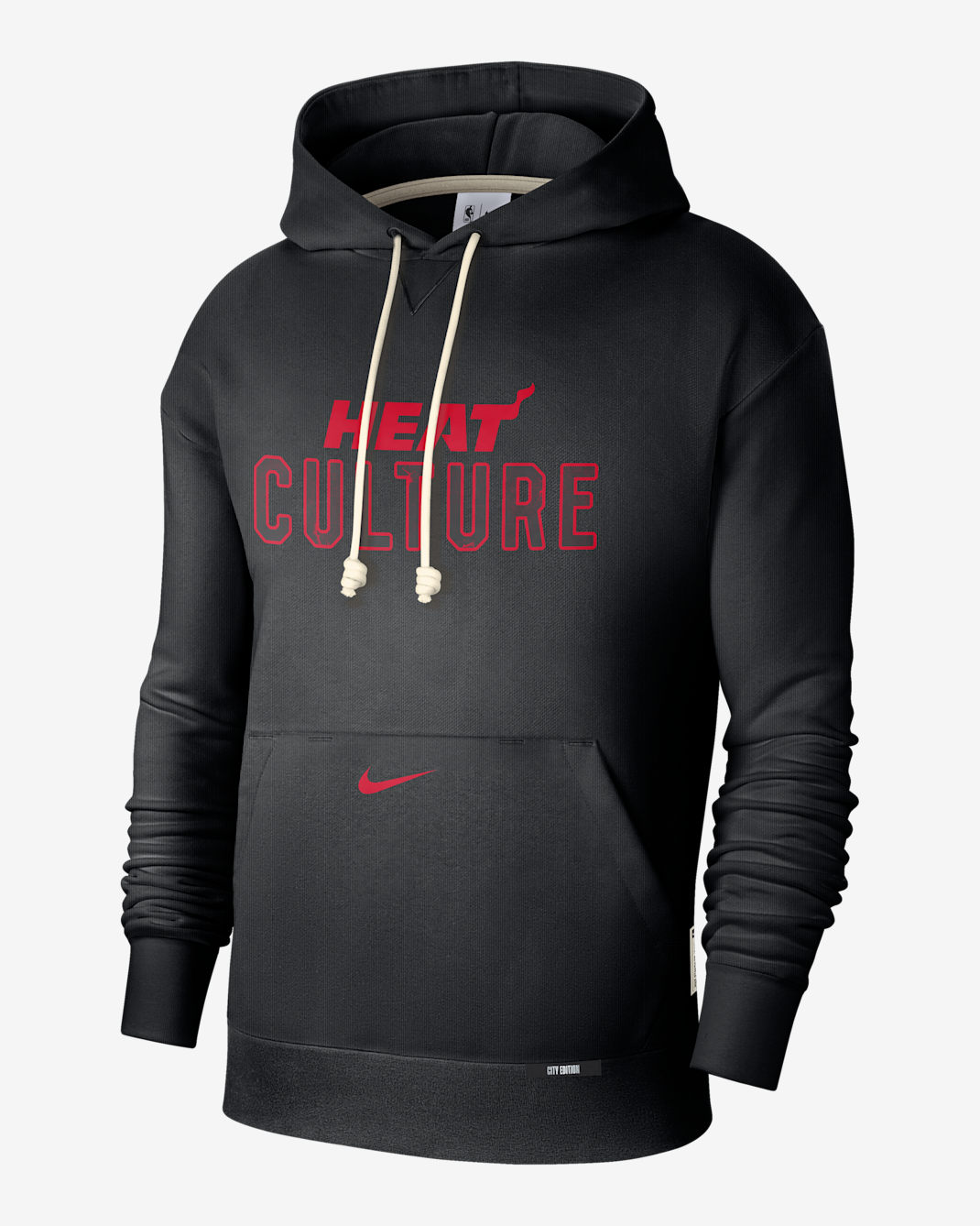 Miami Heat Standard Issue City Edition Men's Nike Dri-FIT NBA Courtside Hoodie - Black/University Red