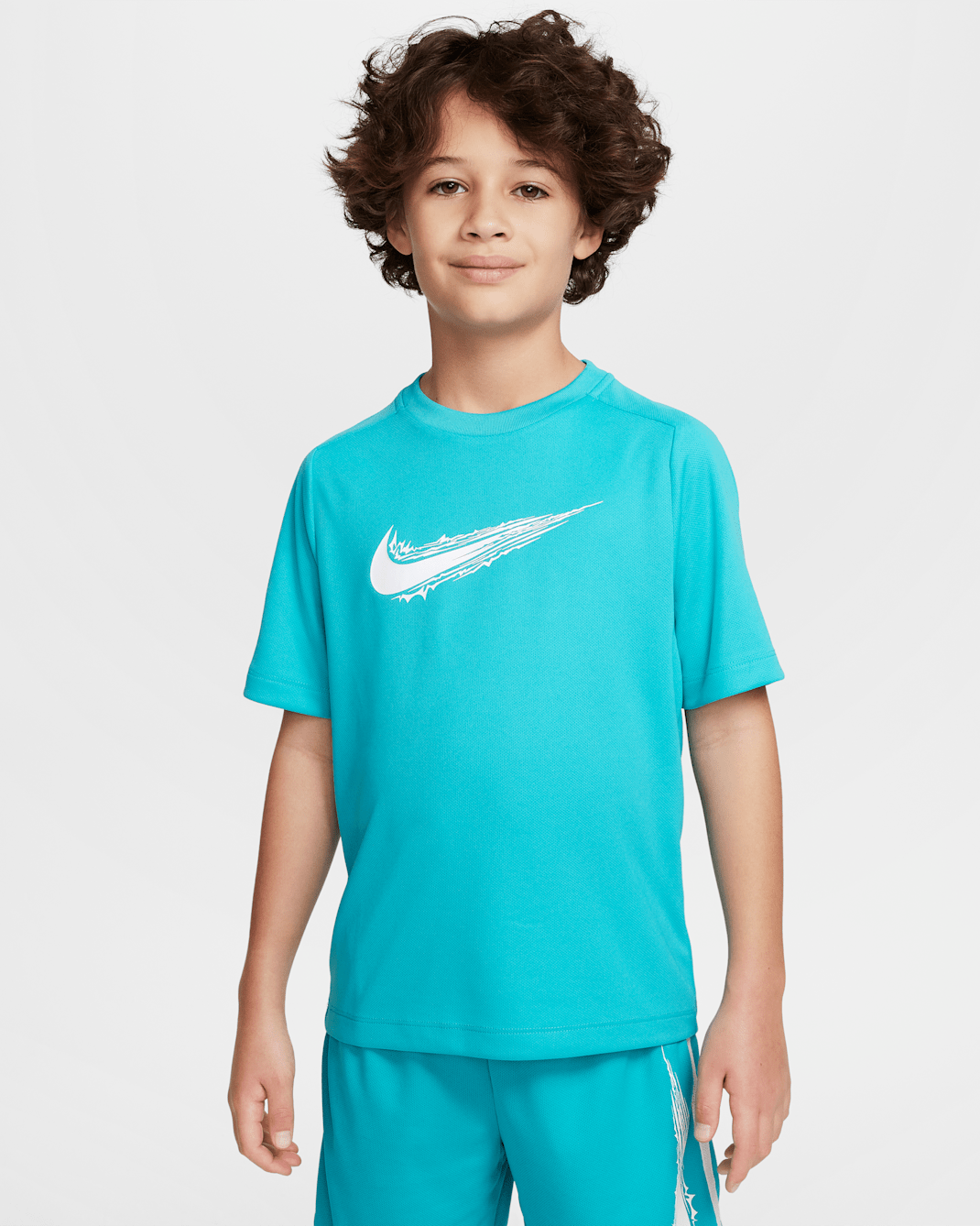 Nike Multi Older Kids' (Boys') Dri-FIT Short-Sleeve Top - Dusty Cactus/White