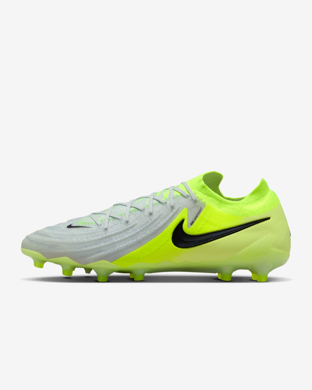 Nike Phantom GX 2 Elite Artificial-Grass Low-Top Soccer Cleats - Metallic Silver/Volt/Black