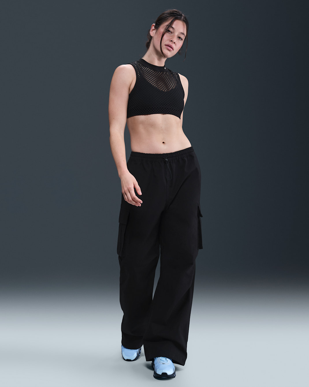 Nike Sportswear Women's Mid-Rise Oversized Woven Cargo Trousers - Black/Sail