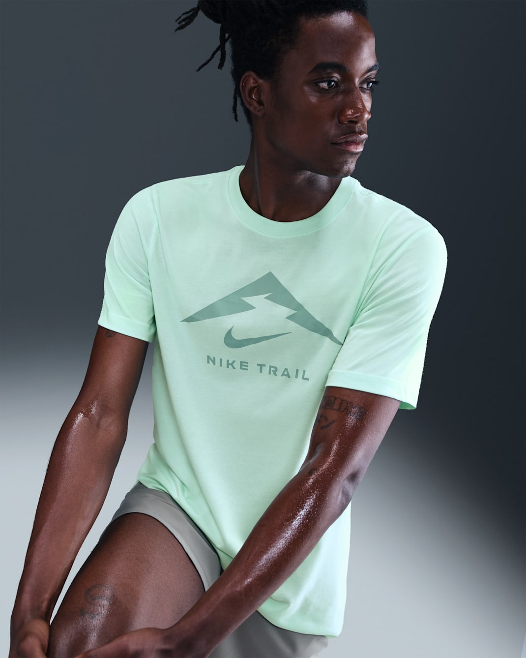 Nike Dri-FIT Men's Trail Running T-Shirt - Mint Foam/Cannon
