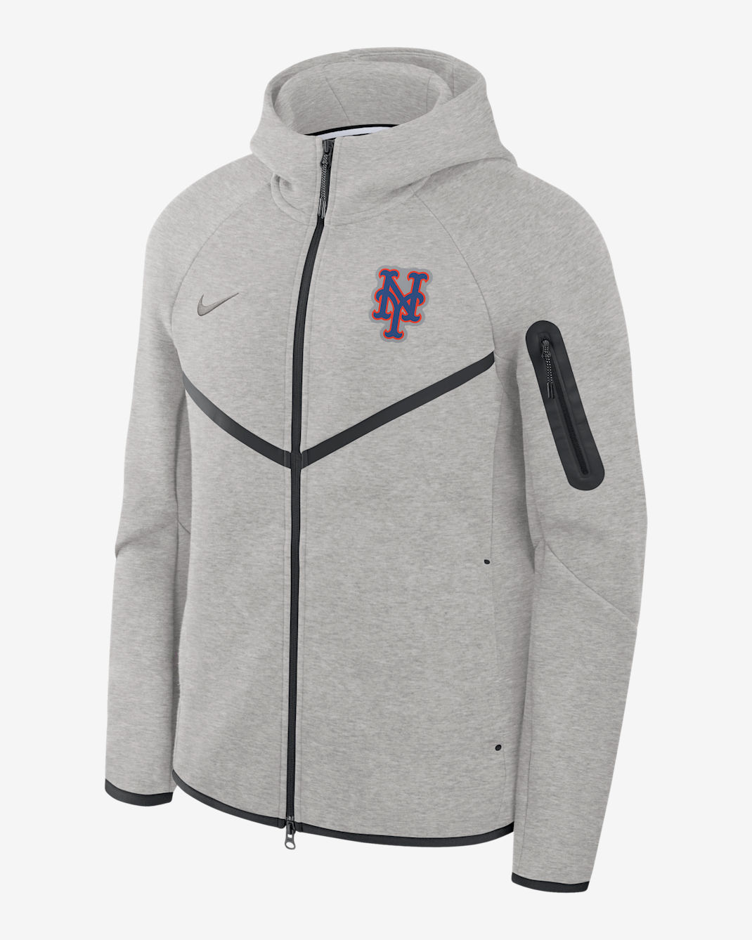 New York Mets Tech Fleece Windrunner Men's Nike MLB Full-Zip Hooded Jacket - Dark Grey Heather