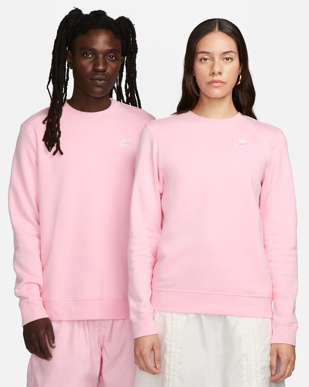 Nike Sportswear Club Fleece Women's Crew-Neck Sweatshirt - Medium Soft Pink/White