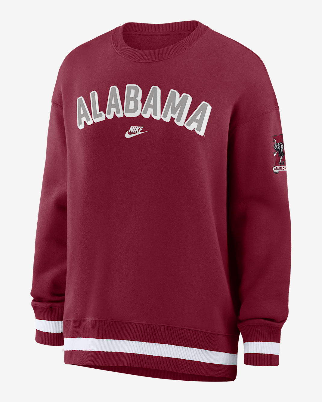 Sudadera de cuello redondo sin cierre oversized universitaria Nike Alabama Legacy Phoenix para mujer - Carmesí