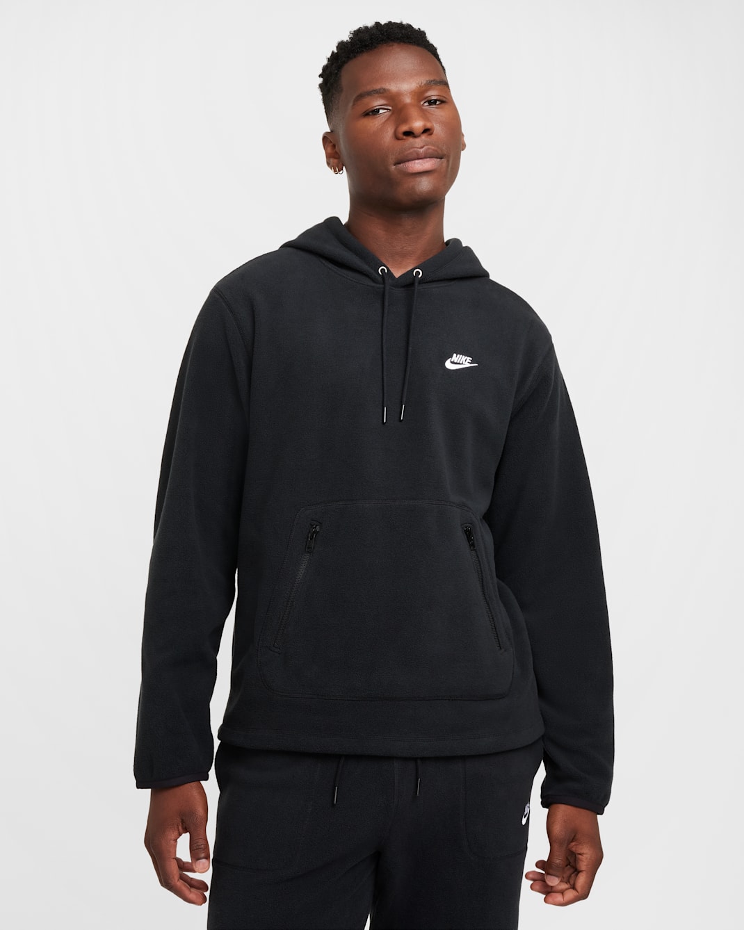 Nike Club Men's Winterized Pullover Hoodie - Black/White