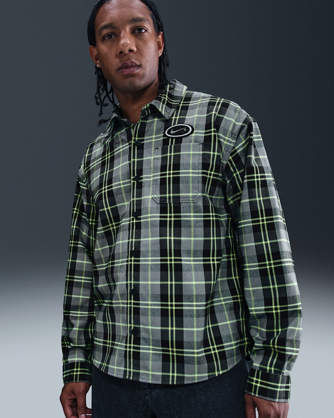 Nike SB x Eric Koston Skate Flannel - Dark Smoke Grey/Volt