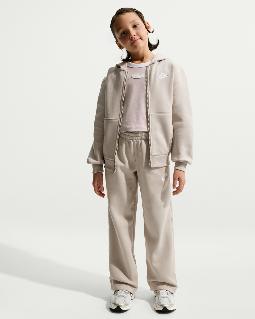 Nike Sportswear Kids' Loose Open-Hem Trousers - Cream II/White