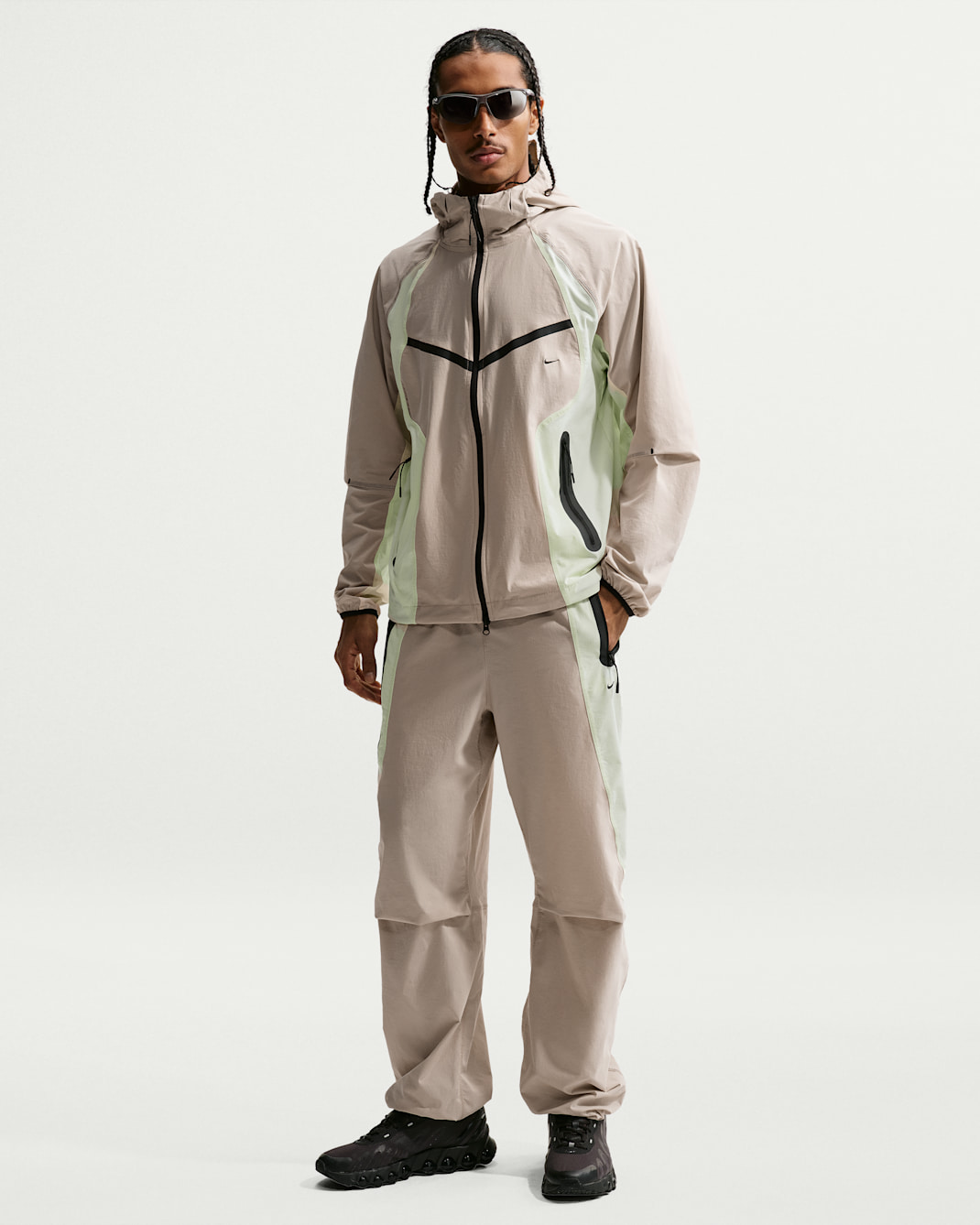 Nike Tech Men's Dri-FIT Woven Color-Block Pants - Cream II/Volt Tint/Black