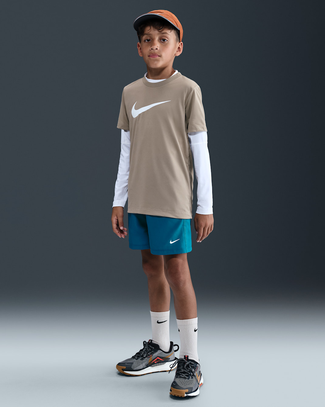 Nike Multi Older Kids' Dri-FIT Training Shorts - Green Abyss/White