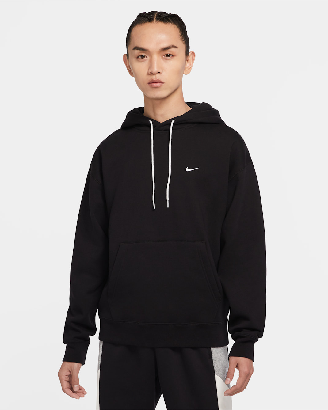 เสื้อมีฮู้ดผ้าฟลีซผู้ชาย Nike Solo Swoosh - ดำ/ขาว