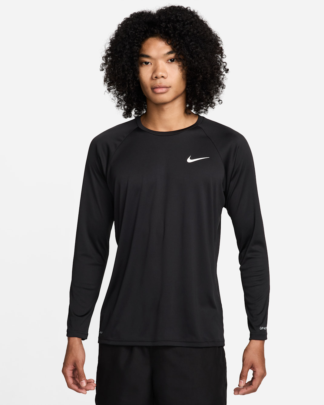 나이키 에센셜 남성 긴팔 하이드로가드 수영 셔츠 - 블랙/화이트