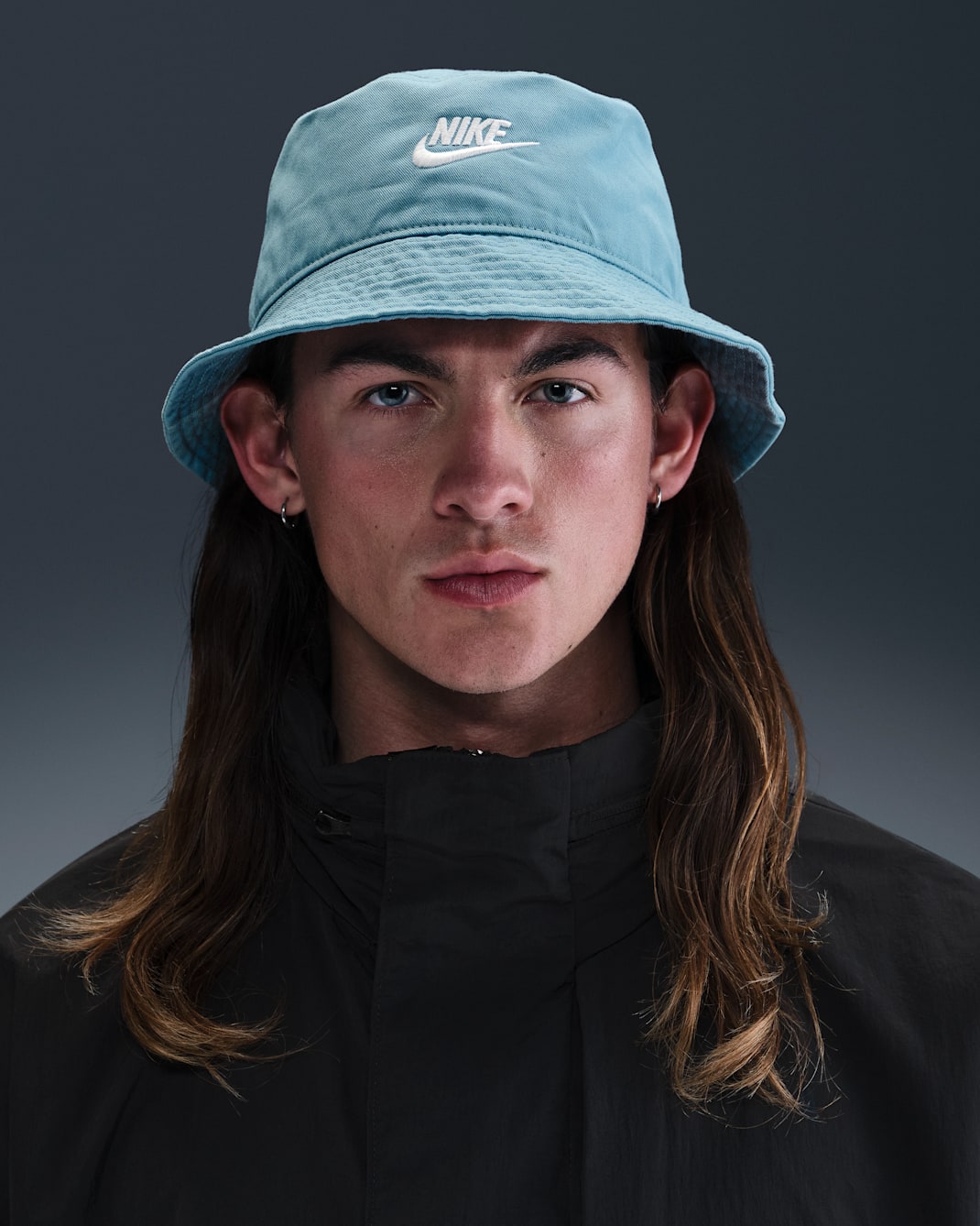 Nike Apex Futura Washed Bucket Hat - Denim Turquoise/White